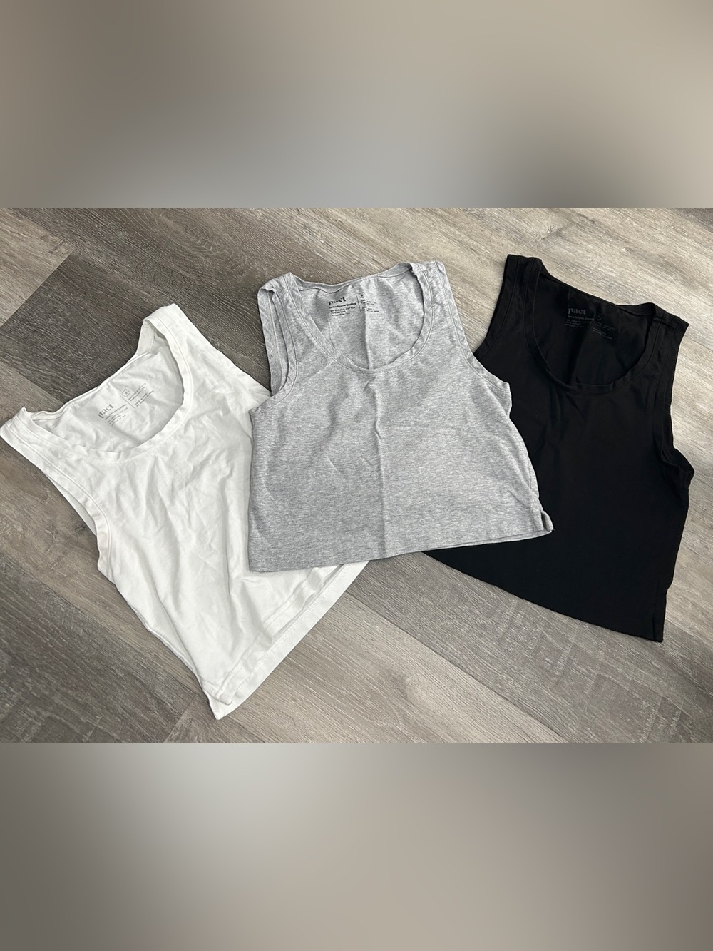 Pact Womens Tank Top Trio - White, Heather Gray, Black